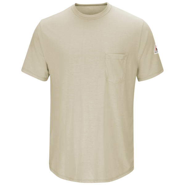 Bulwark Men's Lightweight FR Short Sleeve T-Shirt Khaki with DOE Logo SMT6KH-5.0-Y12