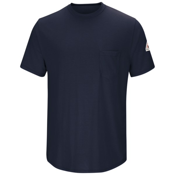 Bulwark Men's Lightweight FR Short Sleeve T-Shirt Navy with DOE Logo SMT6NV-5.0-Y12